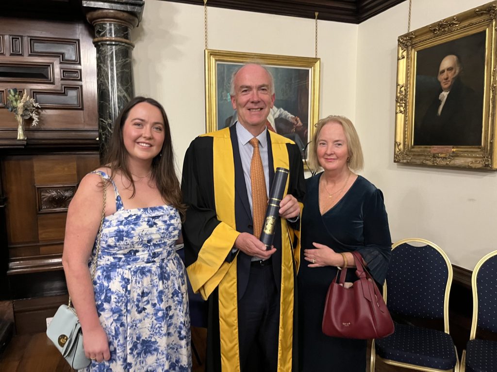 Professor Mark Allison after Honorary Fellowship presentation, joined by his family.